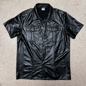 Pleather Button Down Shirt